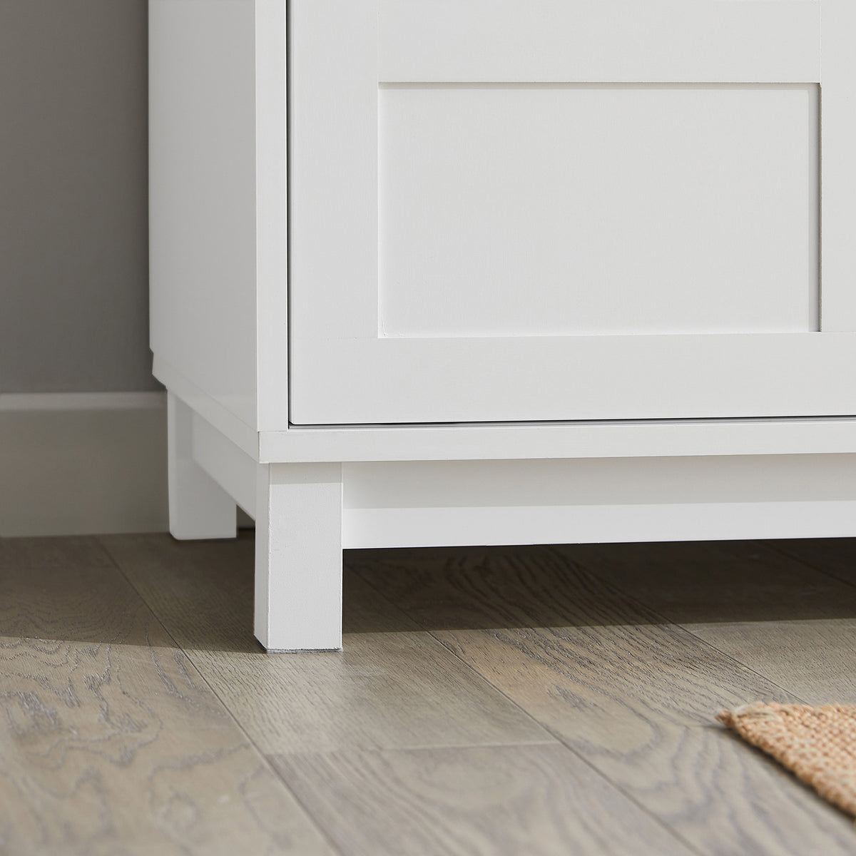 SoBuy FSR86-W, Shoe Bench Shoe Cabinet with 2 Sliding Doors and Seat Cushion, White
