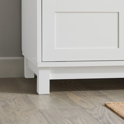 SoBuy FSR86-W, Shoe Bench Shoe Cabinet with 2 Sliding Doors and Seat Cushion, White