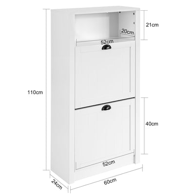 Pre-sale SoBuy FSR87-K-W, Shoe Cabinet Shoe Rack Shoe Cupboard with 1 Storage Compartment and 2 Drawers, White