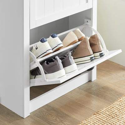 Pre-sale SoBuy FSR87-K-W, Shoe Cabinet Shoe Rack Shoe Cupboard with 1 Storage Compartment and 2 Drawers, White