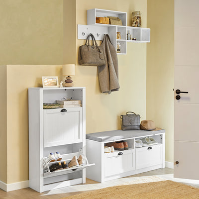 Pre-sale SoBuy FSR87-K-W, Shoe Cabinet Shoe Rack Shoe Cupboard with 1 Storage Compartment and 2 Drawers, White