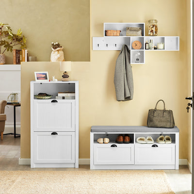Pre-sale SoBuy FSR87-K-W, Shoe Cabinet Shoe Rack Shoe Cupboard with 1 Storage Compartment and 2 Drawers, White