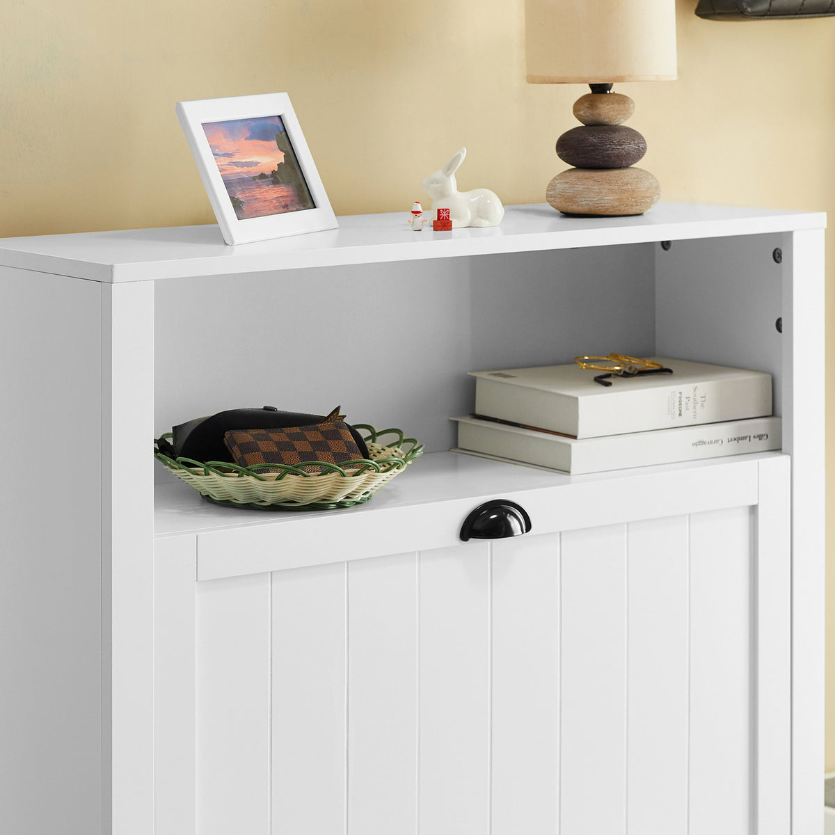 SoBuy FSR87-W, Shoe Cabinet Shoe Rack Shoe Cupboard with 1 Storage Compartment and 2 Drawers, White