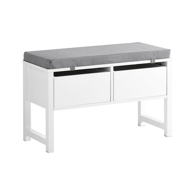 SoBuy FSR88-W, Hallway Bedroom Bench Shoe Bench with Seat Cushion and 2 Drawers, White
