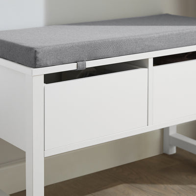 SoBuy FSR88-W, Hallway Bedroom Bench Shoe Bench with Seat Cushion and 2 Drawers, White