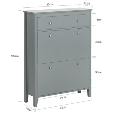 SoBuy FSR89-HG, Shoe Cabinet Shoe Rack Shoe Storage Cupboard Organizer Unit, Grey
