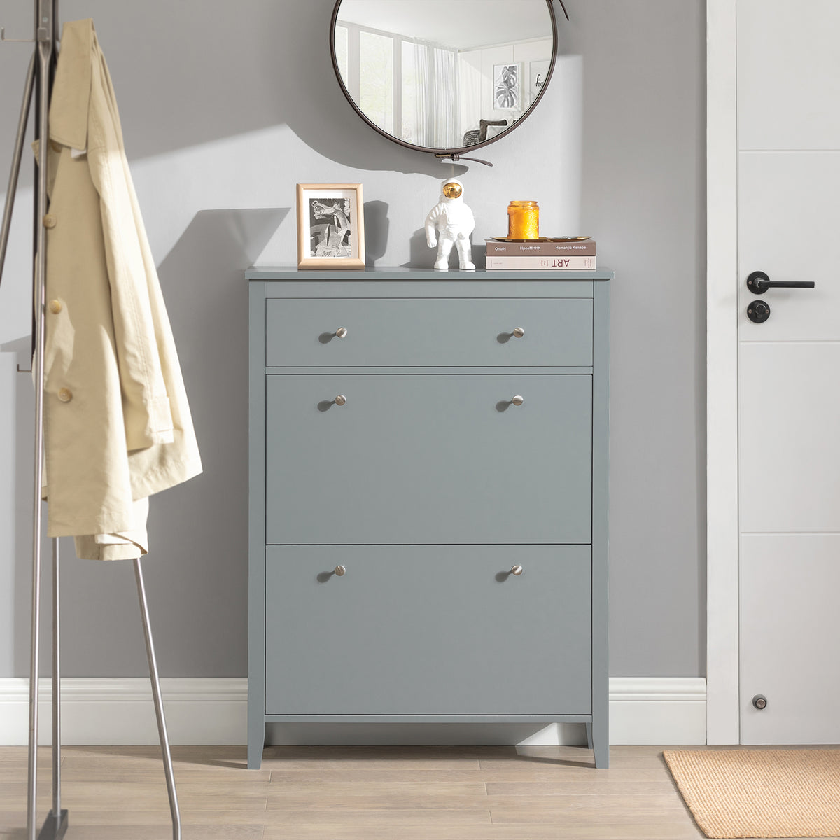 SoBuy FSR89-HG, Shoe Cabinet Shoe Rack Shoe Storage Cupboard Organizer Unit, Grey