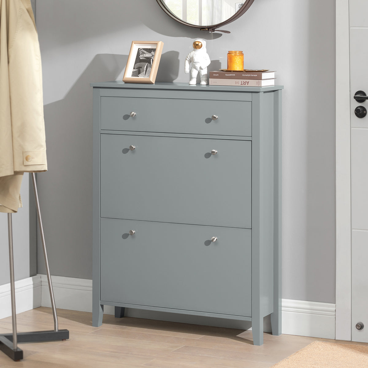 SoBuy FSR89-HG, Shoe Cabinet Shoe Rack Shoe Storage Cupboard Organizer Unit, Grey