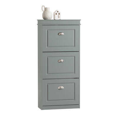 SoBuy grey narrow shoe cabinet with 3 flip drawers FSR94-HG.