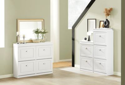 SoBuy FSR94-W white shoe cabinet styled in modern white hallway