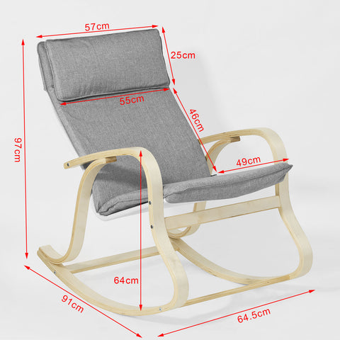 SoBuy FST15-DG, Relax Rocking Chair, Lounge Chair with Cotton Fabric Cushion