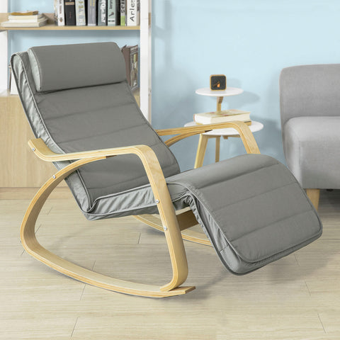 SoBuy FST16-DG, Recliners Rocking Chair + Free Bed Side Shelf Table Tray NKD01-N