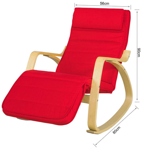 SoBuy FST16-R, Recliner Rocking Chair + Free Bed Side Shelf Table Tray NKD01-N