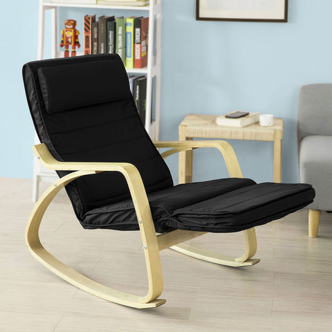 SoBuy FST16-SCH, Rocking Chair + Free Bed Side Shelf Table Tray NKD01-N