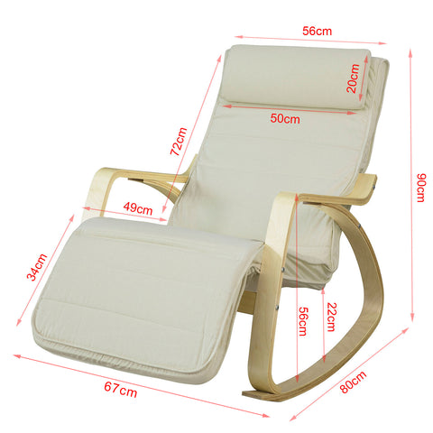 SoBuy FST16-W, Relax Rocking Chair + Free Bed Side Shelf Table Tray NKD01-N