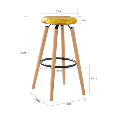 SoBuy FST89-G, Kitchen Breakfast Barstool Bar Stool with Metal Seat & Beech Wood Legs, Gold