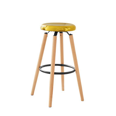 SoBuy FST89-G, Kitchen Breakfast Barstool Bar Stool with Metal Seat & Beech Wood Legs, Gold