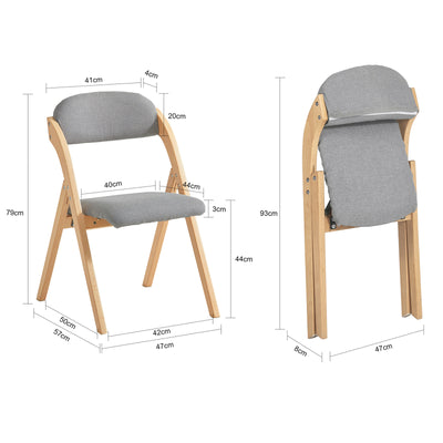 SoBuy FST92-N dimensions diagram – W47.5×D59×H77cm light grey folding chair seat W41.5×D44×H41cm 120kg load