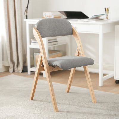 SoBuy FST92-N light grey folding chair styled in kitchen – beech and poplar wood frame with breathable padded seat