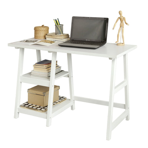 SoBuy FWT16-W, Home Office Table Desk Computer Desk With 2 Storage Shelves