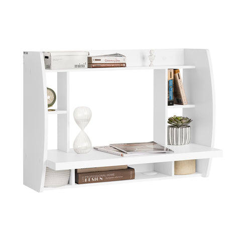 SoBuy FWT18-W, Wall-mounted Table Desk with Storage Shelves and Drawers