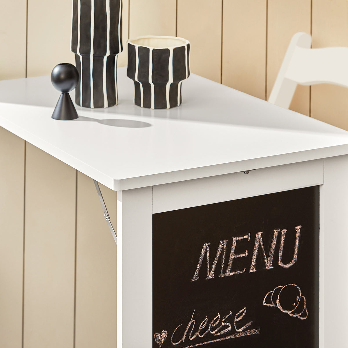 SoBuy FWT20-W, Folding Wall-mounted Drop-leaf Table, Dining Table Desk with Blackboard, White