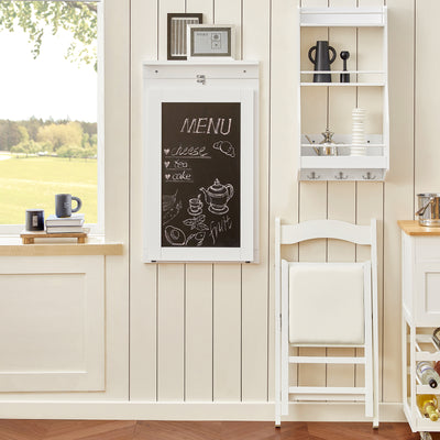 SoBuy FWT20-W, Folding Wall-mounted Drop-leaf Table, Dining Table Desk with Blackboard, White