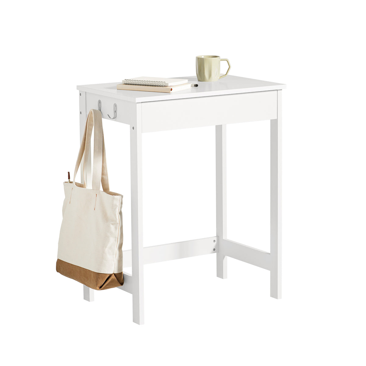 SoBuy FWT43-W compact computer desk white background – W60×D40×H77cm iron frame