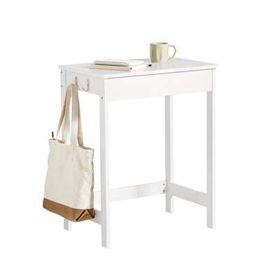 SoBuy FWT43-W compact computer desk white background – W60×D40×H77cm iron frame