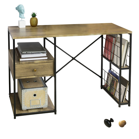 SoBuy FWT61-N, Home Office Table Computer Desk with Drawer and Shelves