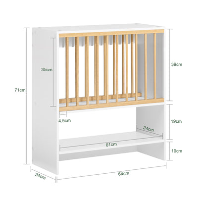 SoBuy KCR09-W dimensions diagram – W64×D24×H71cm white wall-mounted kitchen plate and cup rack 10kg load capacity