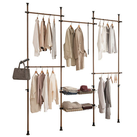 SoBuy KLS04-BR, Adjustable Wardrobe Organizer Clothes Shelf