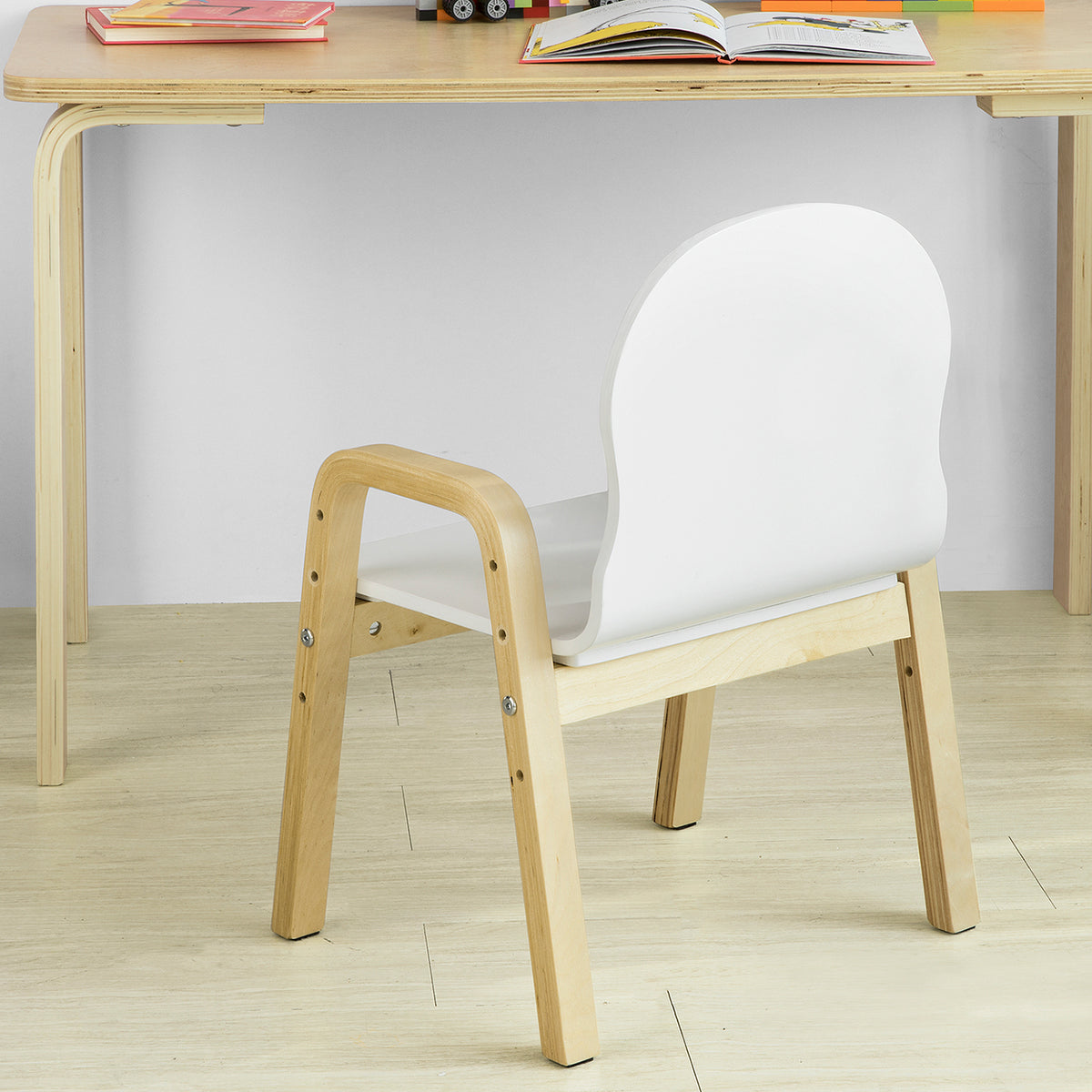 SoBuy KMB24-Wx2, Set of 2 Children Chairs, Wooden Kids Children Chair Stool, White