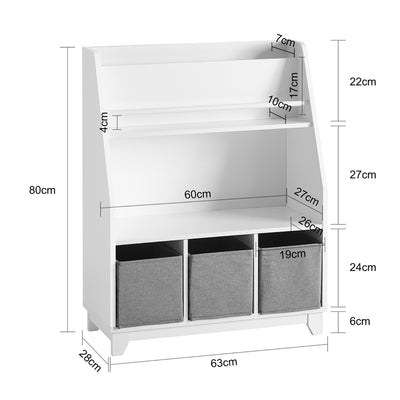 SoBuy KMB34-W, Children Bookcase Toy Shelf Storage Display Shelf Rack Organizer, White
