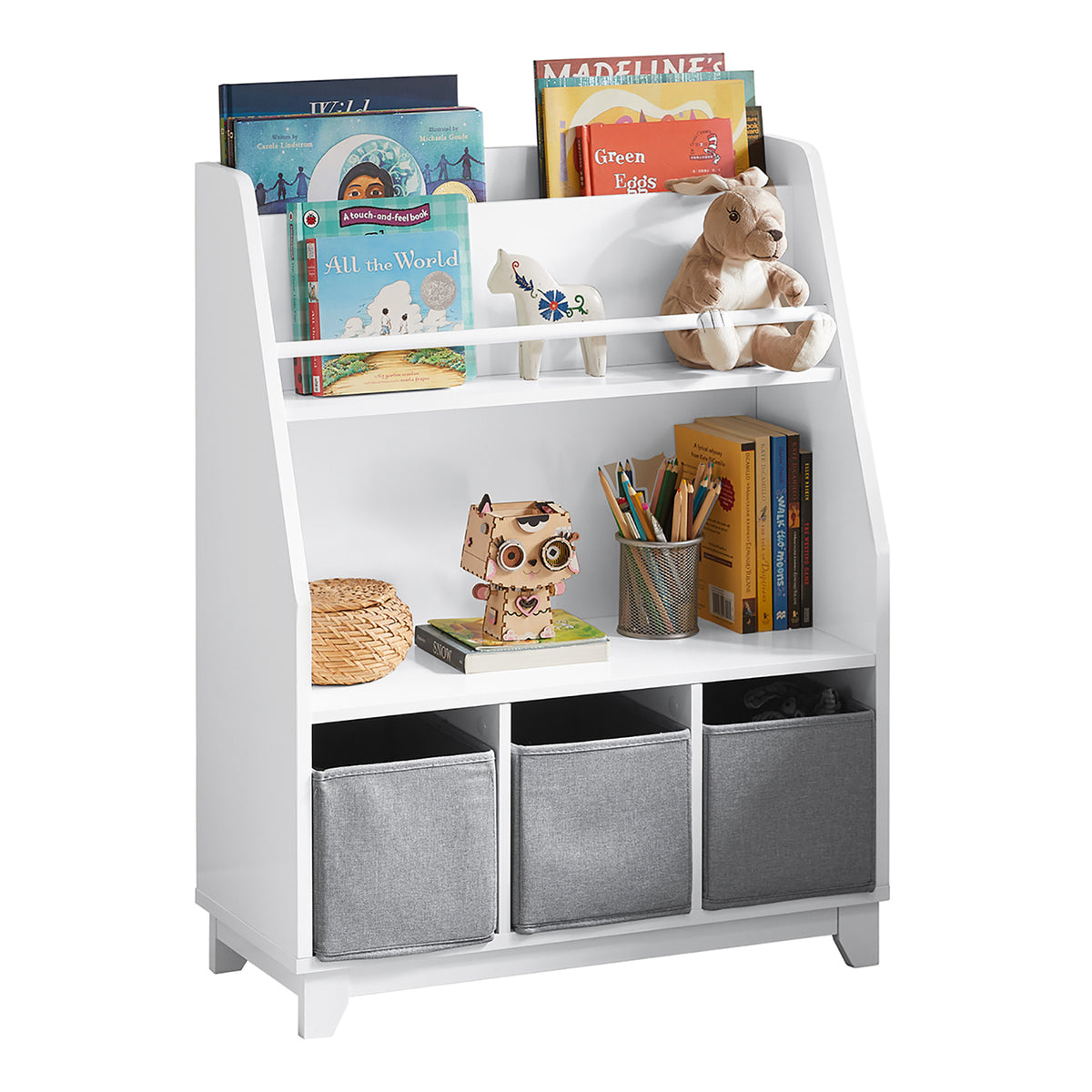 SoBuy KMB34-W, Children Bookcase Toy Shelf Storage Display Shelf Rack Organizer, White