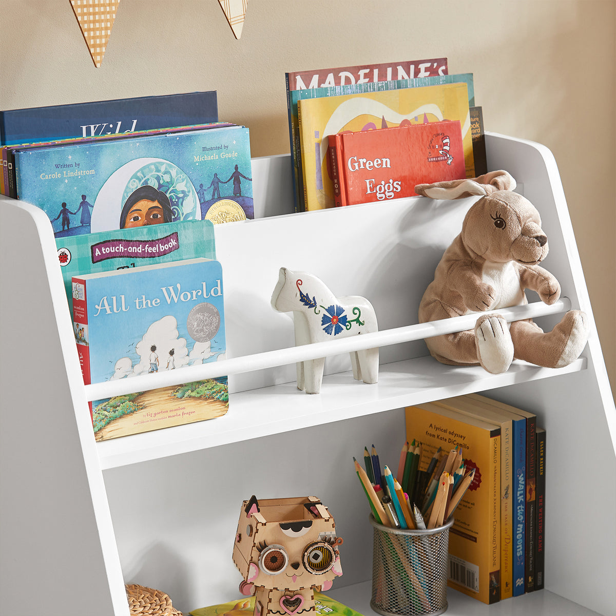 SoBuy KMB34-W, Children Bookcase Toy Shelf Storage Display Shelf Rack Organizer, White