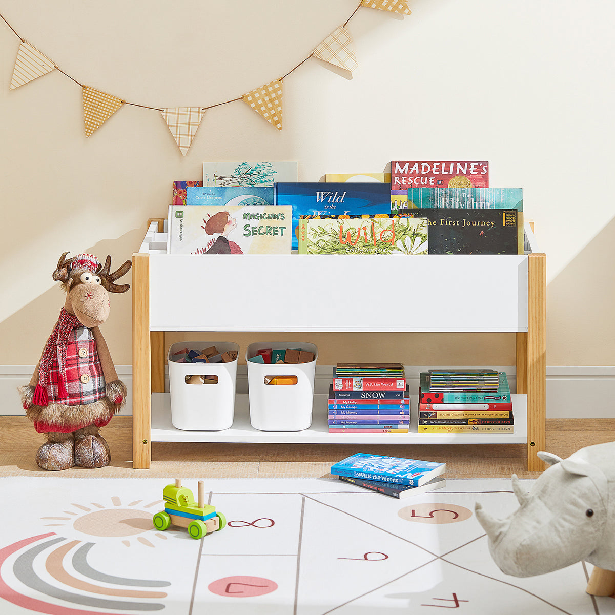 SoBuy KMB35-W, Children Bookcase Toy Shelf Storage Display Shelf Rack Organizer, White