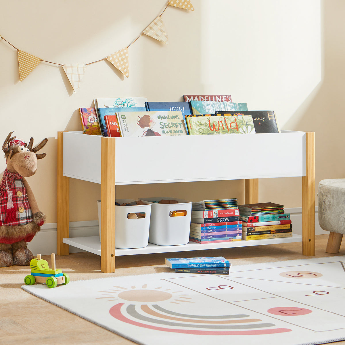 SoBuy KMB35-W, Children Bookcase Toy Shelf Storage Display Shelf Rack Organizer, White