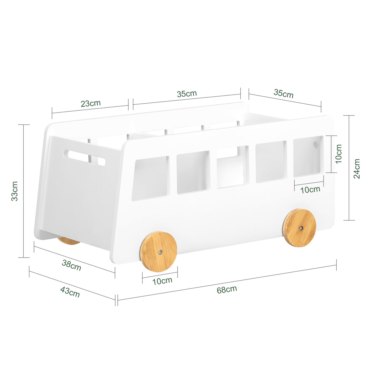 SoBuy KMB41-W, Children Bookcase Toy Storage Shelf Bus Shaped Shelf, White