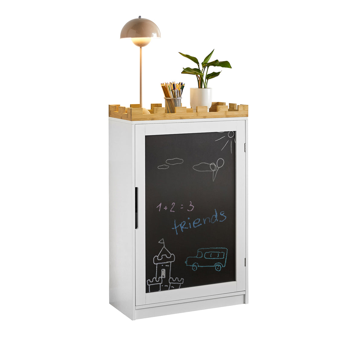 SoBuy KMB43-W, Children Storage Chest with Blackboard, Children Bookcase Toy Shelf, White