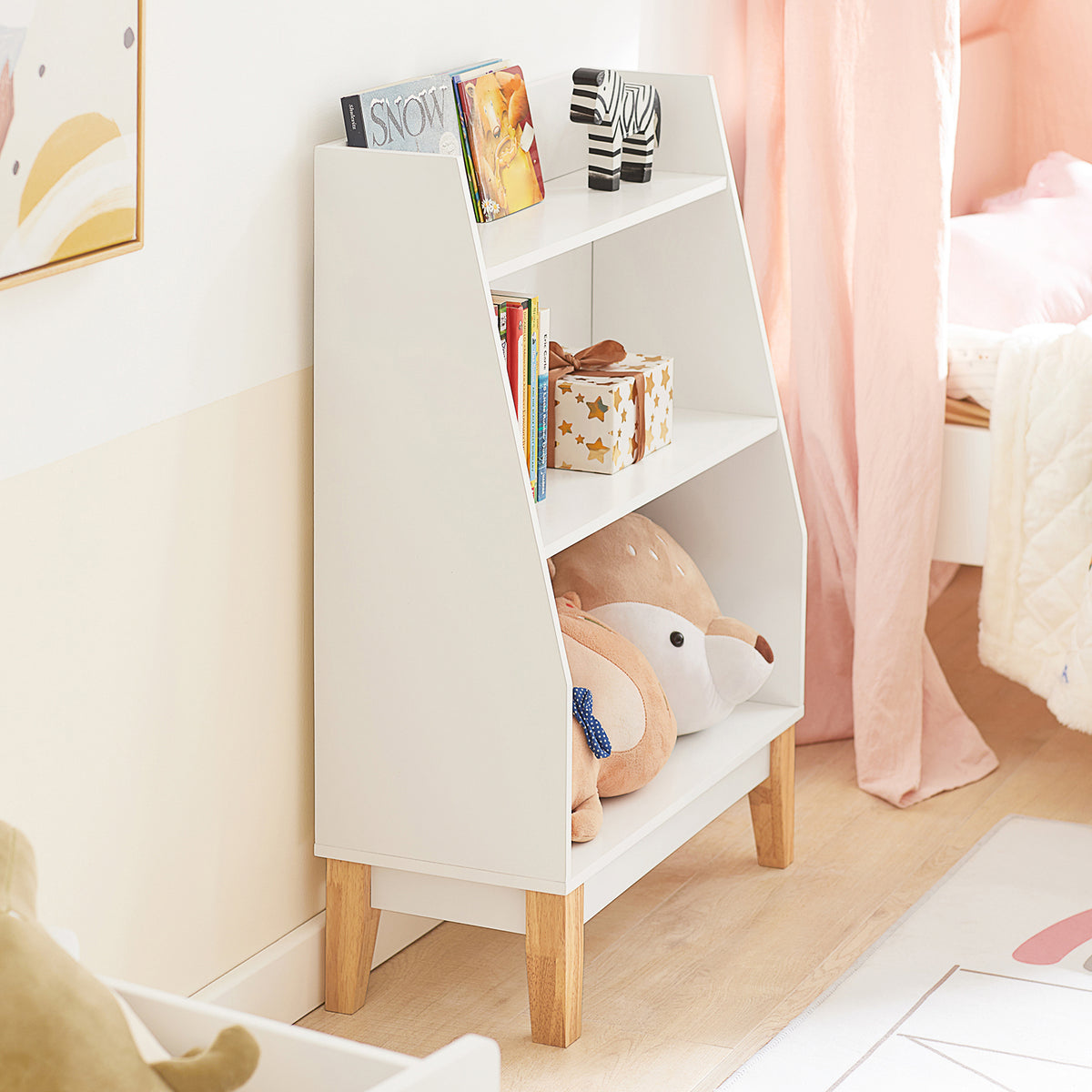 SoBuy KMB47-W, 3 Tiers Children Kids Bookcase Book Shelf Toy Shelf Storage, White