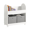 SoBuy KMB53-W, Mobile Children Bookcase Toy Shelf Storage with 2 Fabric Drawers