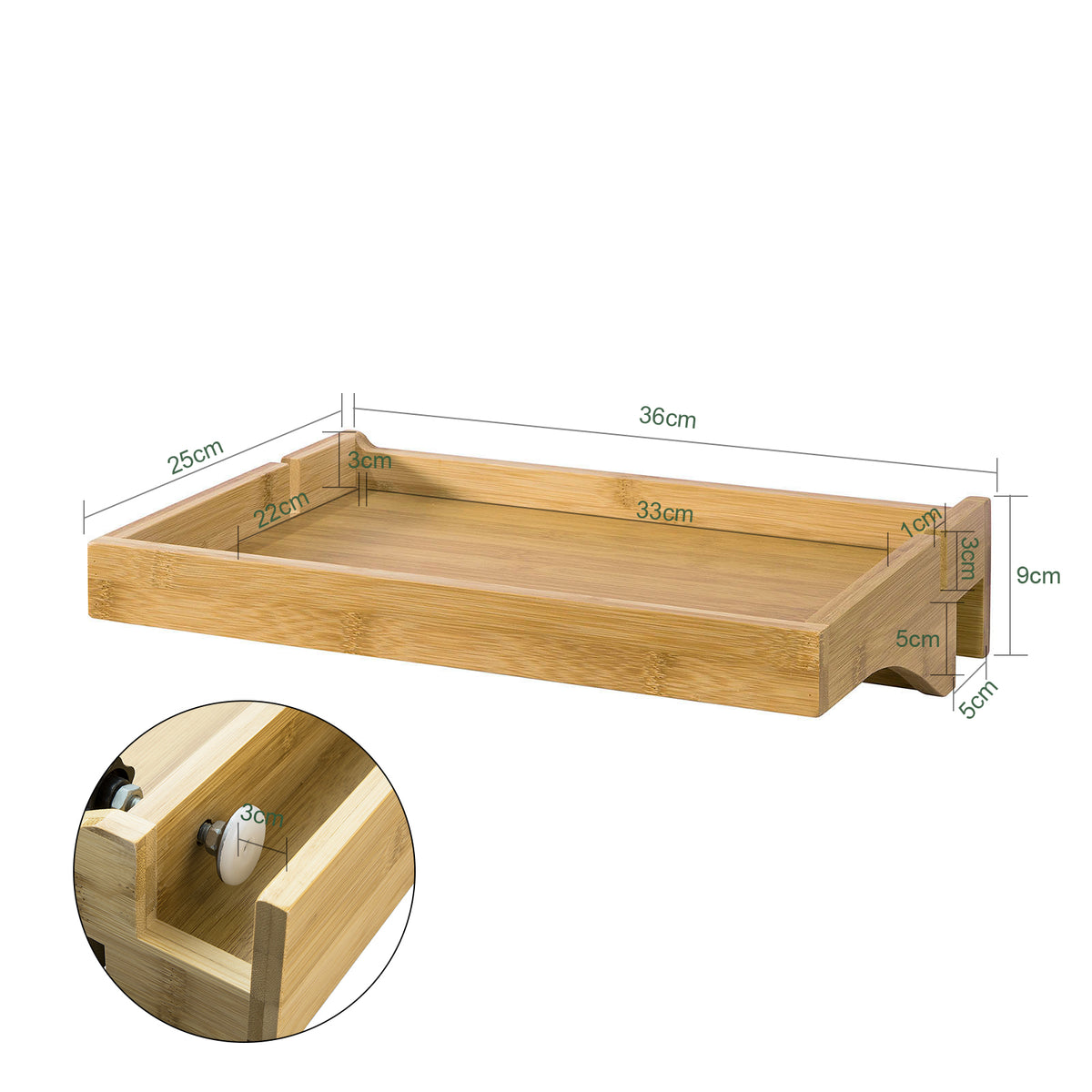 SoBuy NKD01-N, Bamboo Bedside Shelf Clip-on Hanging Shelf Table Tray, Wood