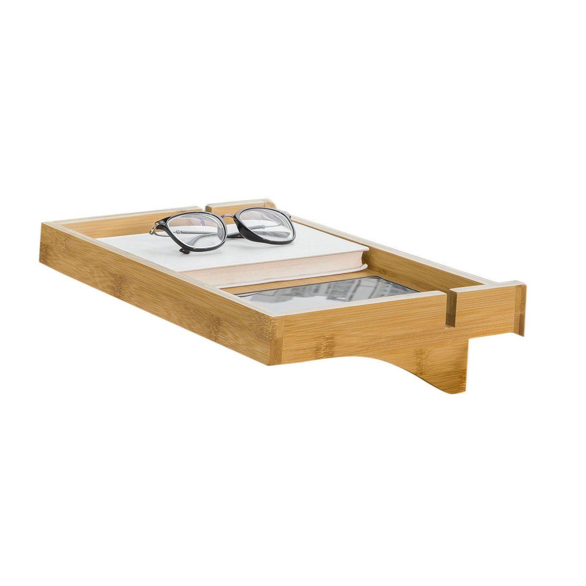 SoBuy NKD01-N, Bamboo Bedside Shelf Clip-on Hanging Shelf Table Tray, Wood