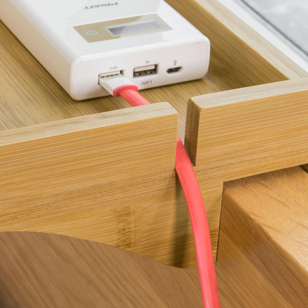SoBuy NKD01-N, Bamboo Bedside Shelf Clip-on Hanging Shelf Table Tray, Wood