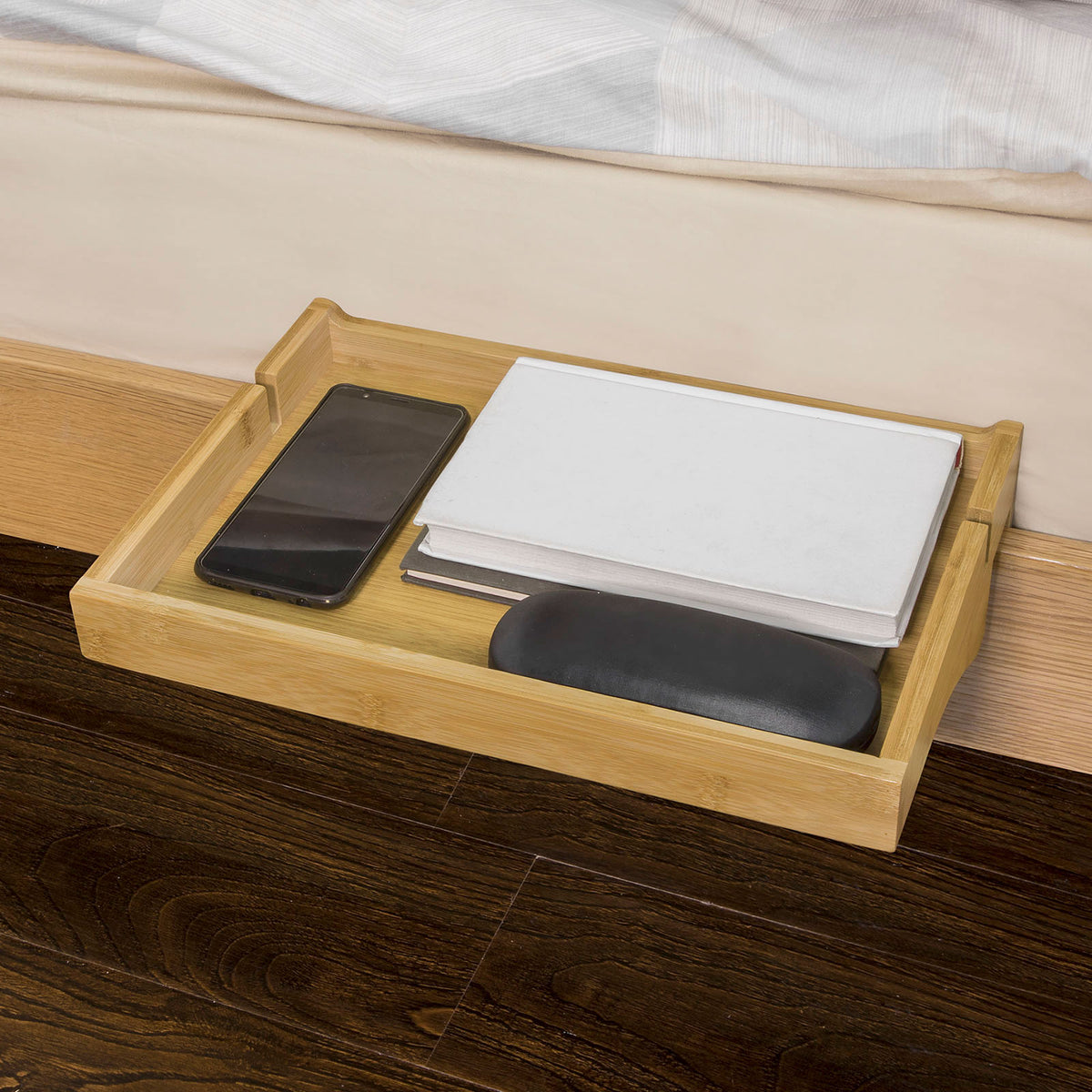 SoBuy NKD01-N, Bamboo Bedside Shelf Clip-on Hanging Shelf Table Tray, Wood