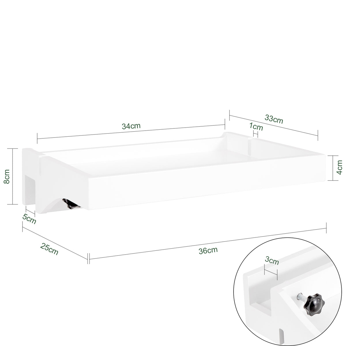 SoBuy NKD01-W, Bedside Shelf Clip-on Hanging Shelf Table Tray, White