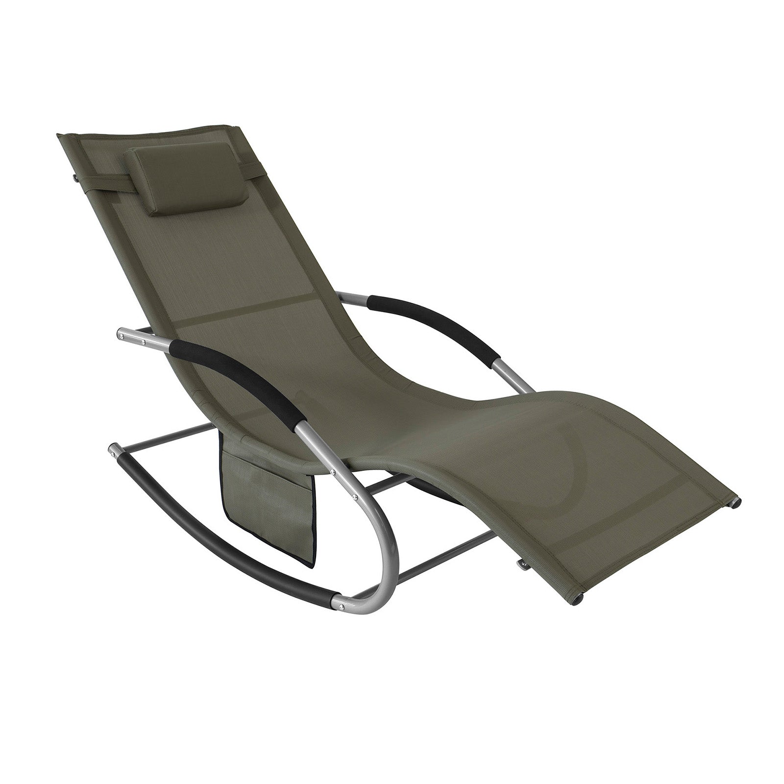 SoBuy OGS28BR, Outdoor Garden Rocking Chair Sun Lounger with Side Bag