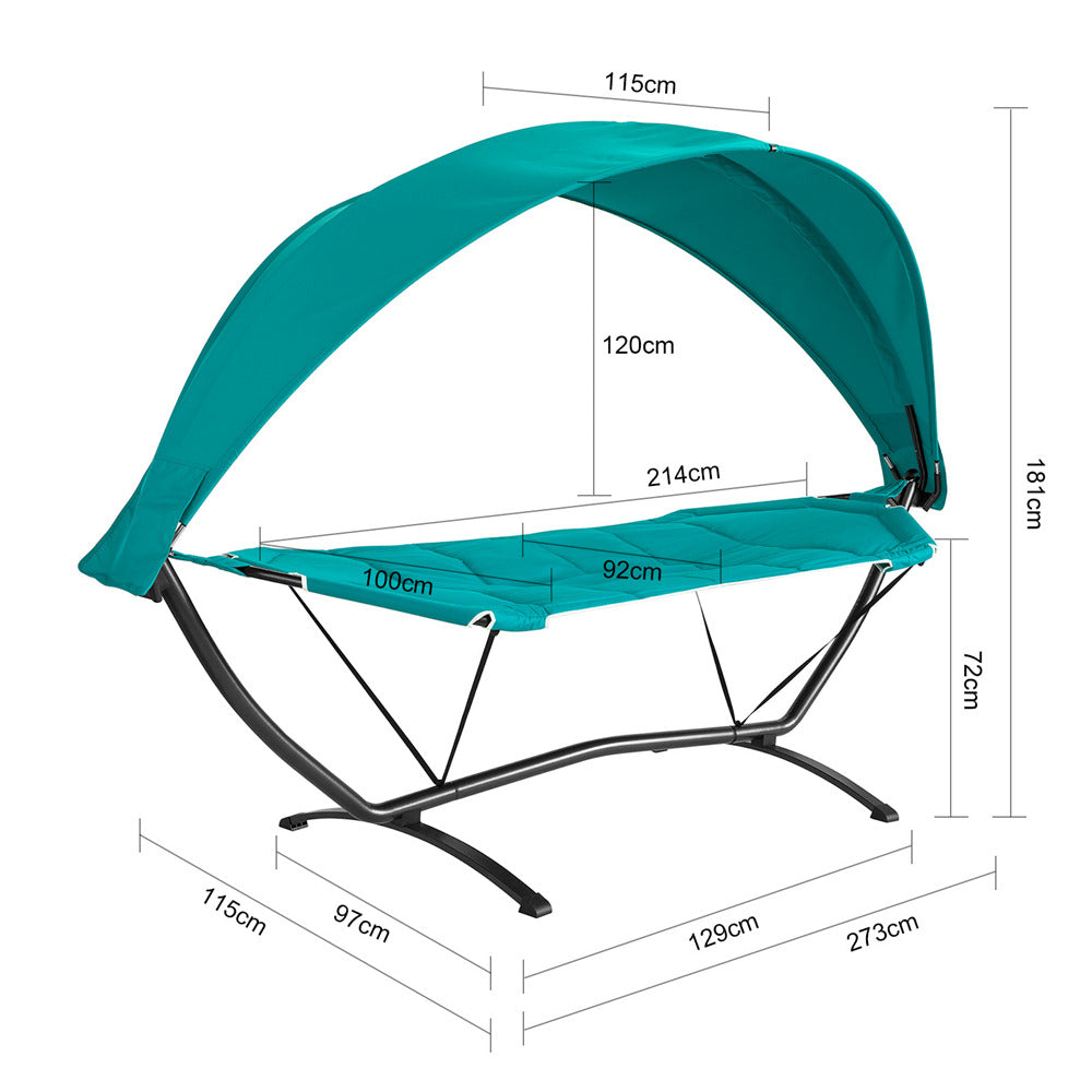SoBuy OGS51-TB, Outdoor Garden Patio Hammock Swing Chair Sun Lounger with Sun Shade, Blue