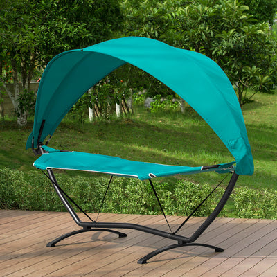 SoBuy OGS51-TB, Outdoor Garden Patio Hammock Swing Chair Sun Lounger with Sun Shade, Blue